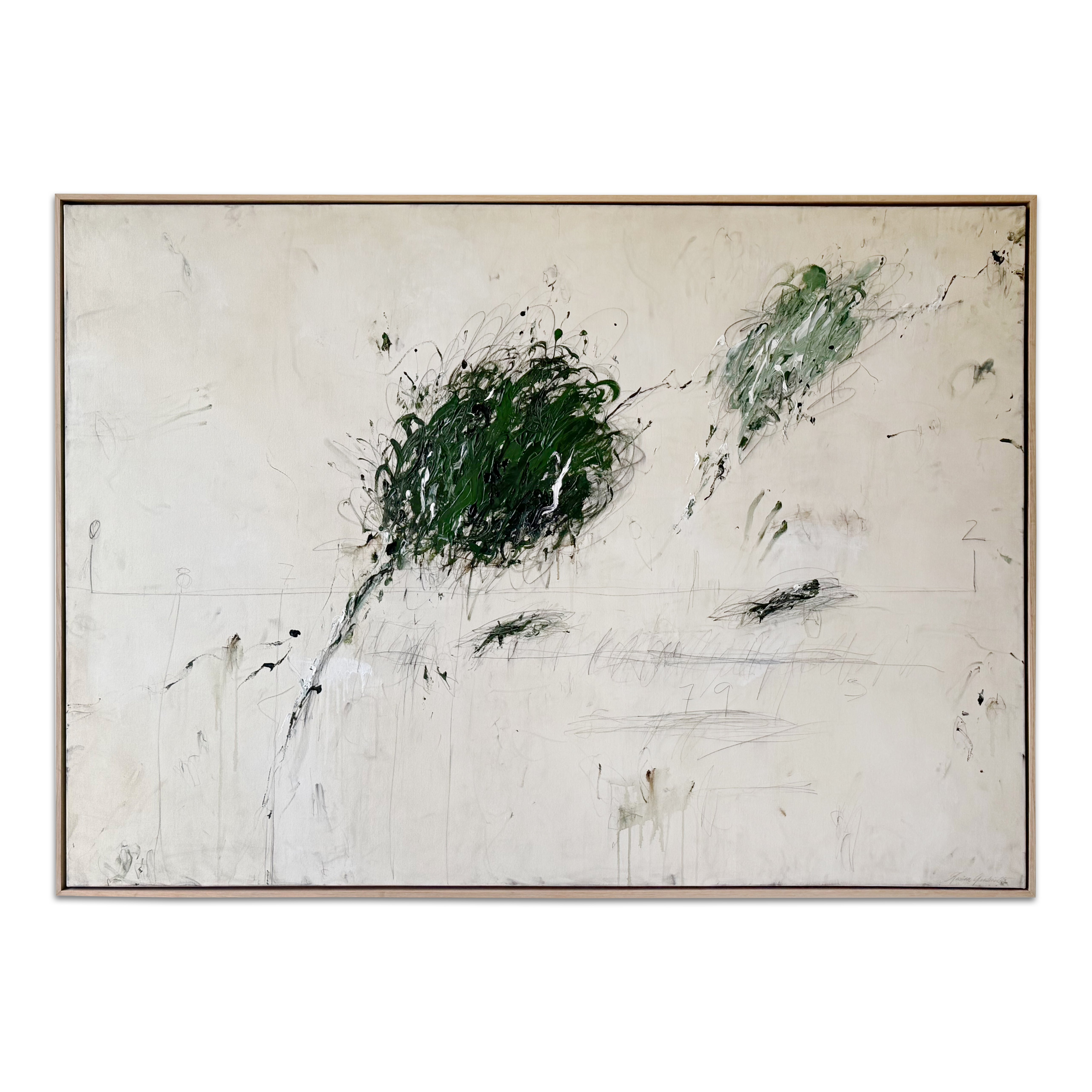 "Intermezzo in Green" Large Scale Acrylic, Pencil & Oil Pastel Painting 60"x84"
