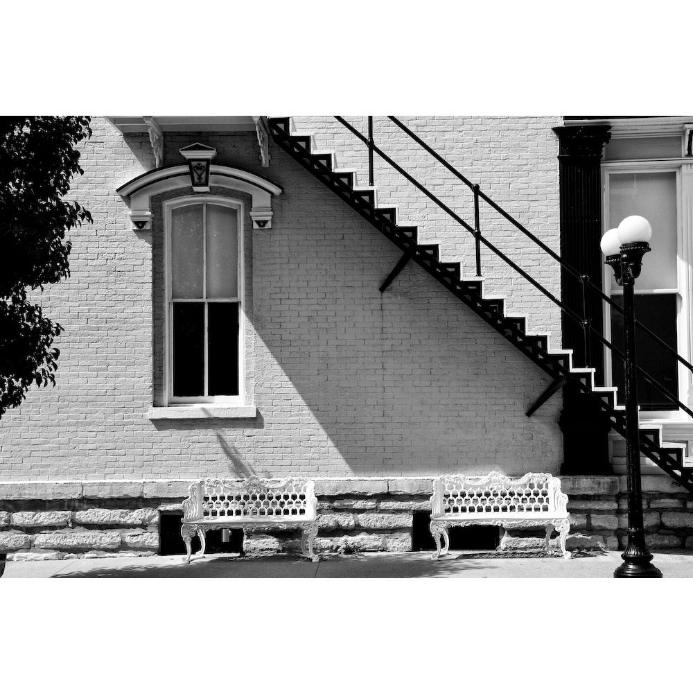 Cara Weston Black and White Photograph - Stairs and Lamp Post
