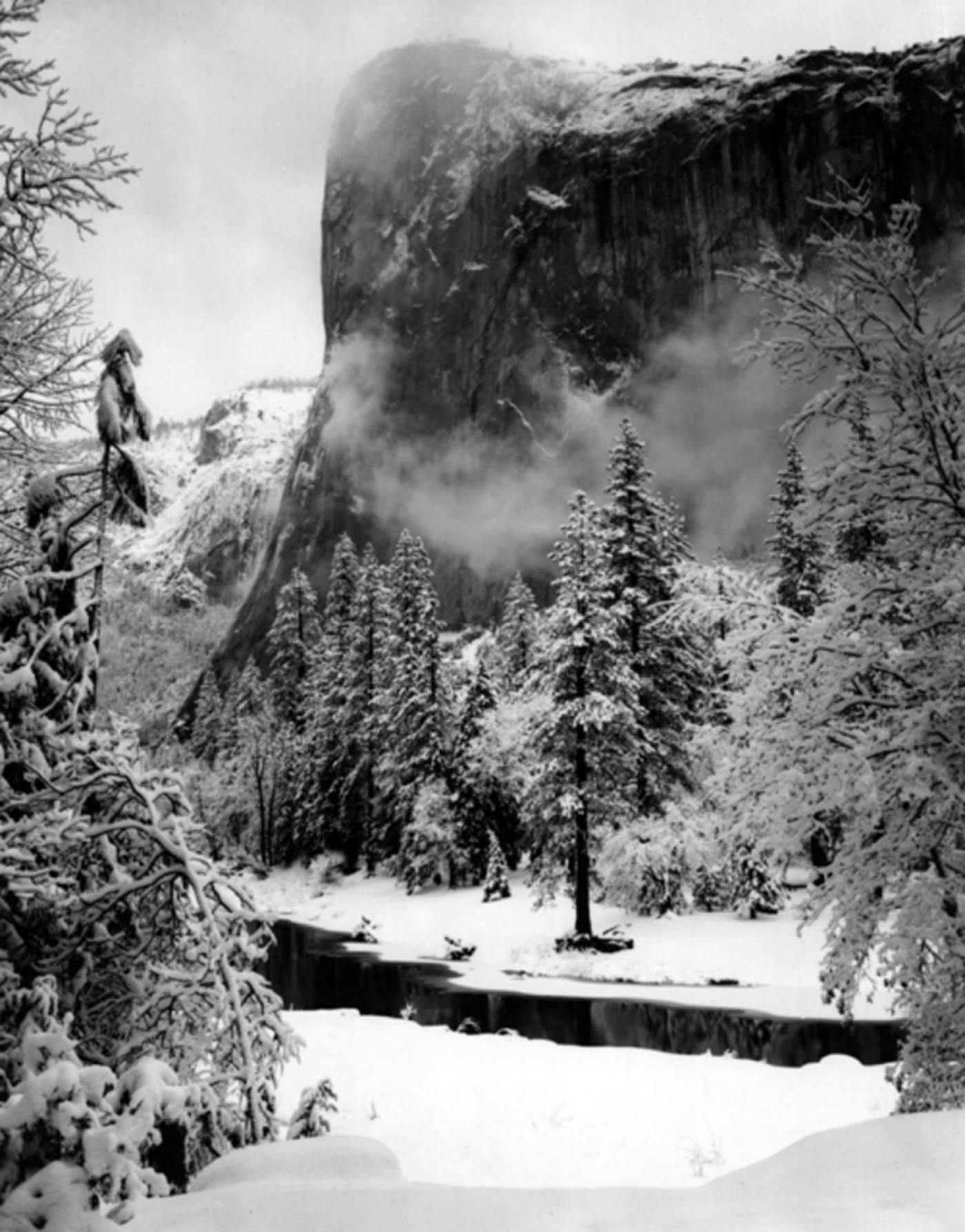 Ansel Adams Black and White Photograph - El Capitan, Winter