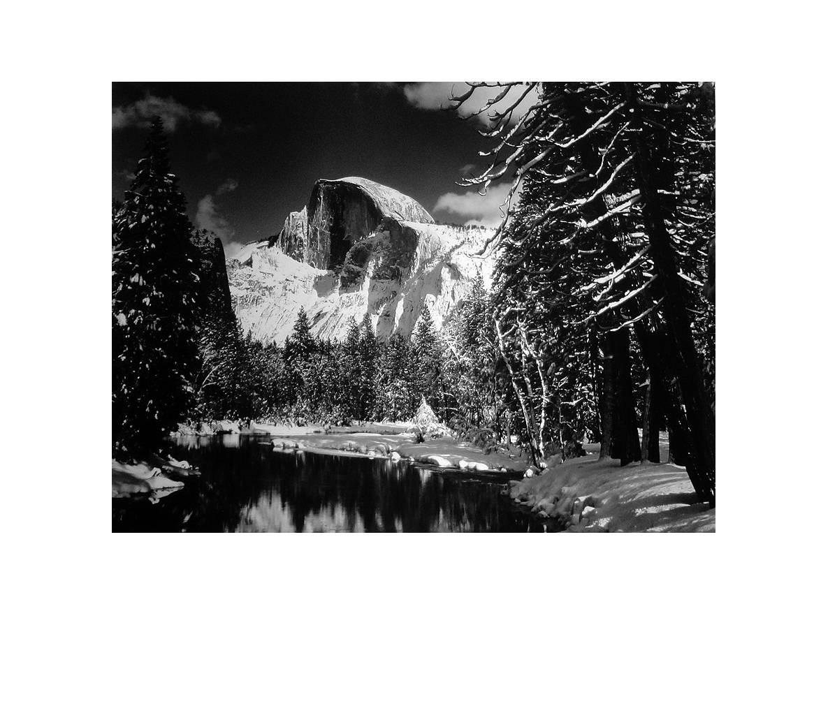 Ansel Adams Landscape Photograph - Half Dome, Merced River, Winter