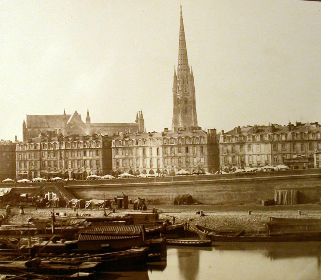 Bordeaux - Cathedral From The River - Photograph by Charles Marville