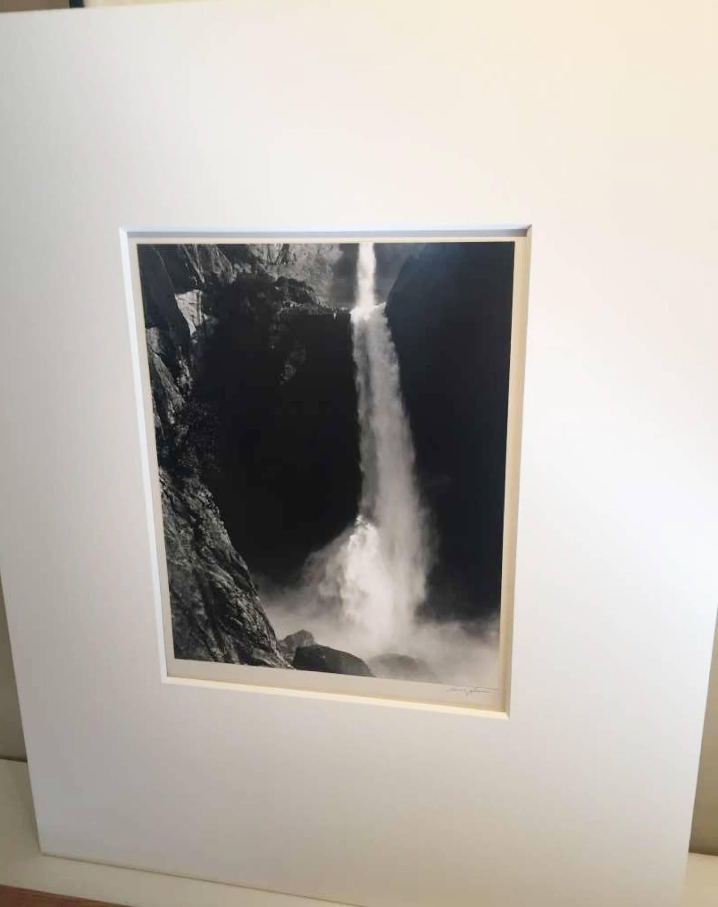 Lower Yosemite Fall - Gray Black and White Photograph by Ansel Adams