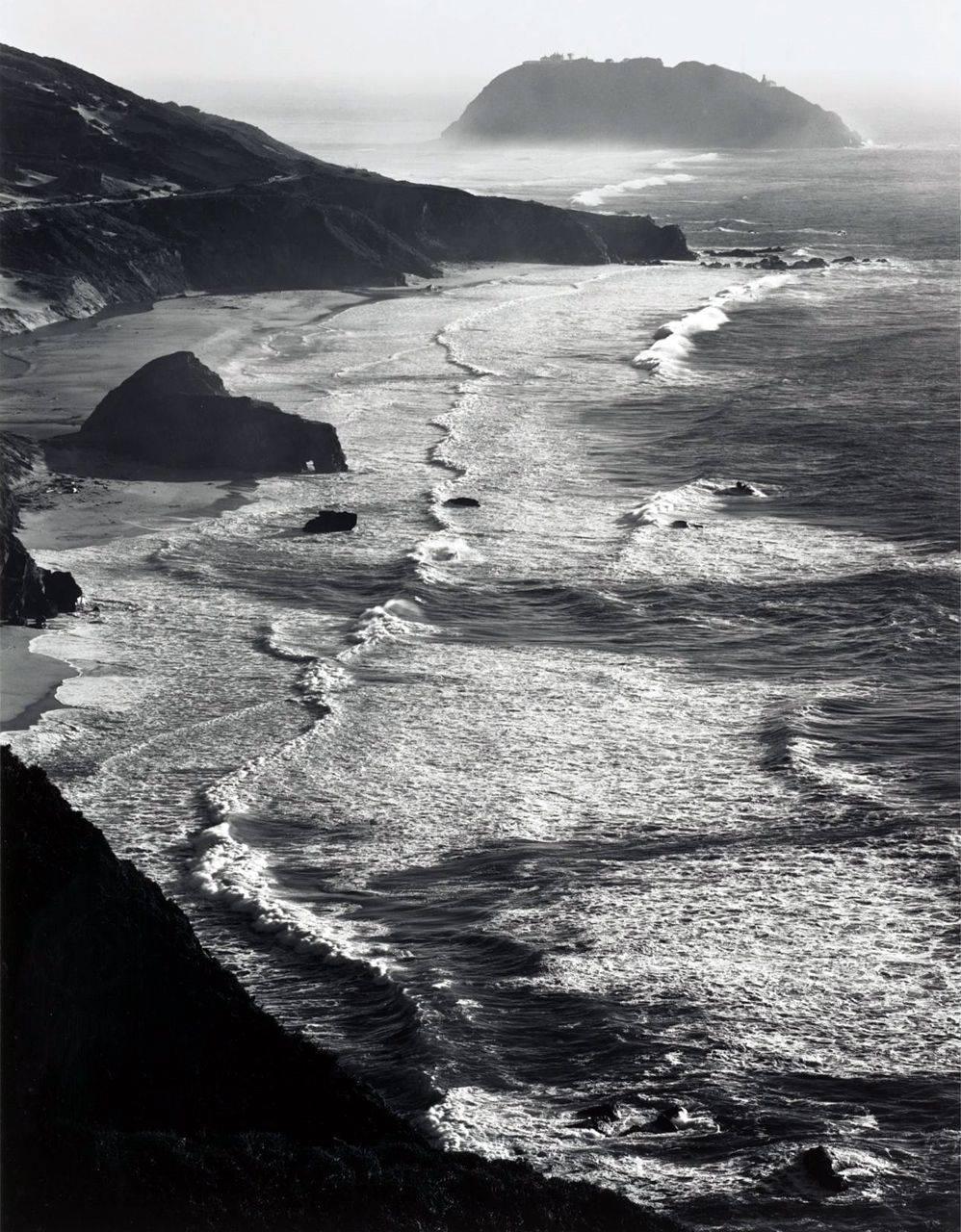 Ansel Adams Landscape Photograph - Point Sur, Storm, Monterey Coast, California 
