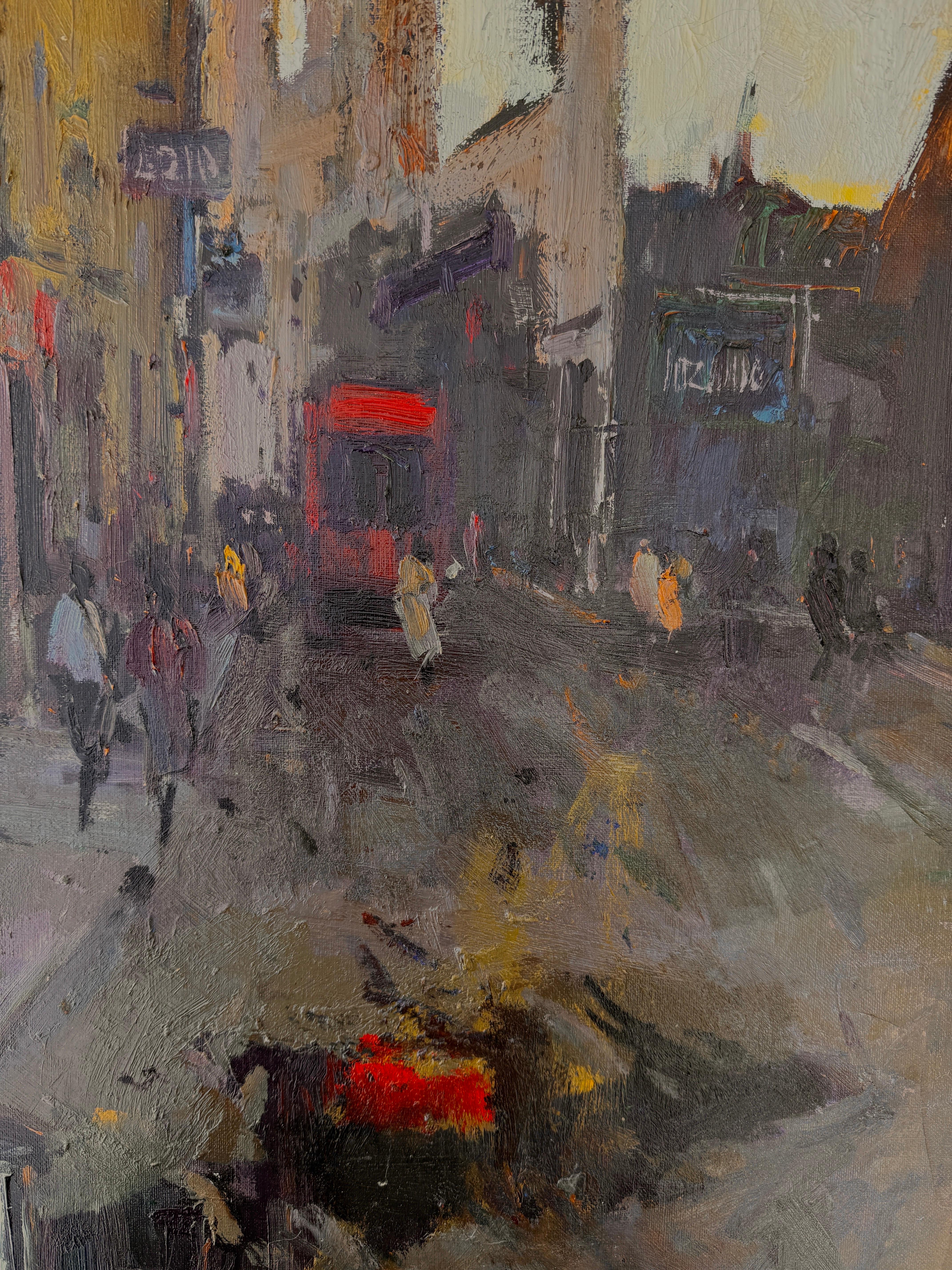 Barcelona y su gente pintura al óleo España - Landscape Painting Negro de Josep Martinez Lozano