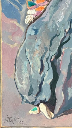 Spanish Surrealist Metamorphic Figures, Cadaqués Costa Brava Oil Painting