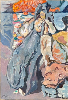 Spanish Surrealist Metamorphic Figures, Cadaqués Costa Brava Oil Painting