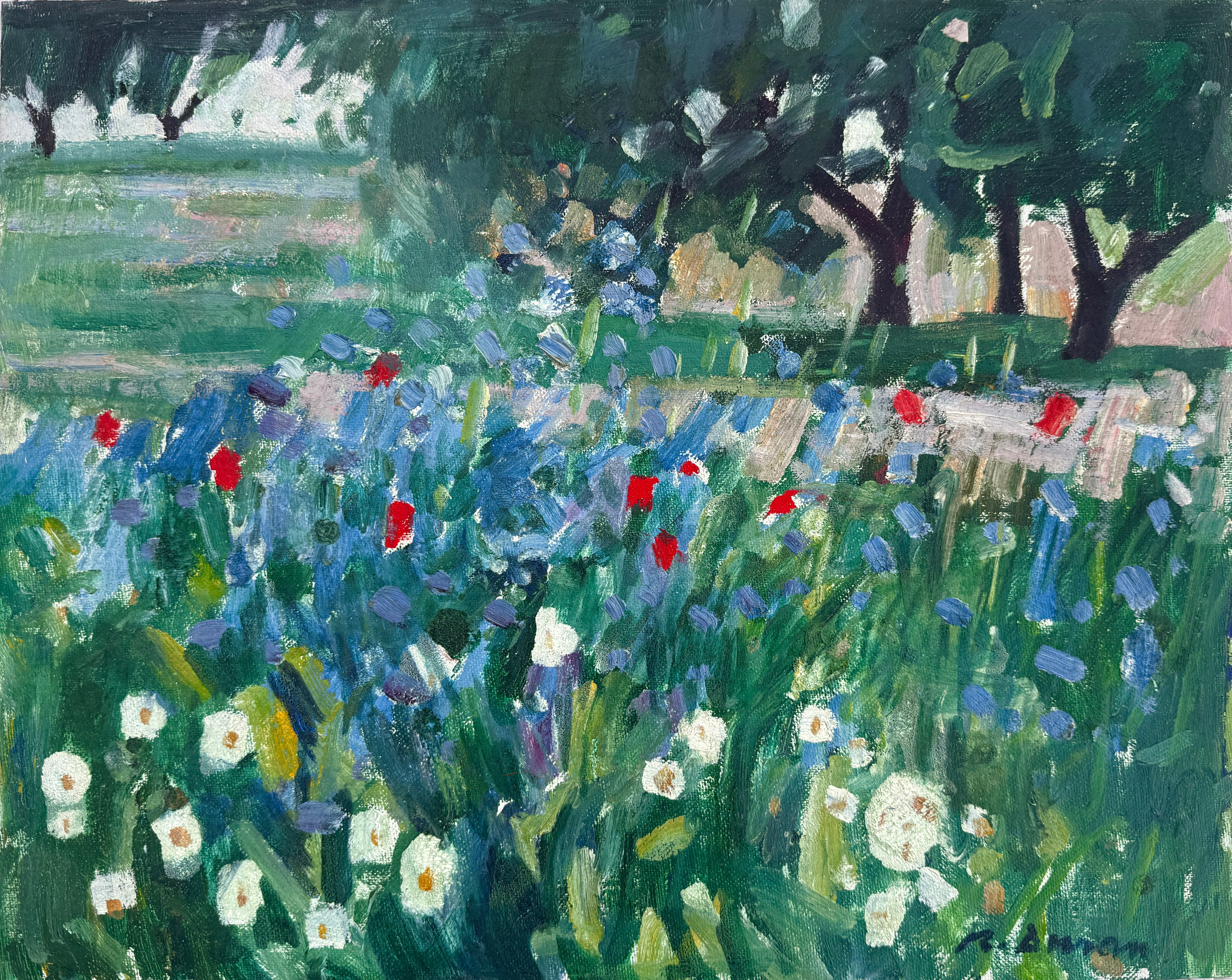 Fauvist Spanish Wildflower Landscape in Andalucia Mediterranean Oil Painting