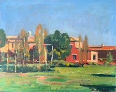 Houses in Torcello, Venice, Colorful Italian Post-Impressionist Landscape Oil