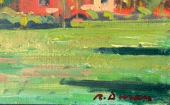 Houses in Torcello, Venice, Colorful Italian Post-Impressionist Landscape Oil