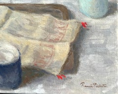 Original Spanish Post-Impressionist Woman Reading at Breakfast Oil Painting XX