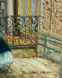Original Spanish Baroque Church Interior Oil Painting, Barcelona Gothic Quarter
