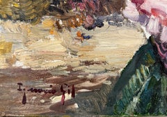 Peinture à l'huile impressionniste espagnole originale représentant des femmes et des enfants d'Ibiza, XXe siècle