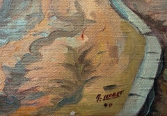 Spanische impressionistische Dorflandschaft mit Figuren – Original-Ölgemälde auf Leinwand