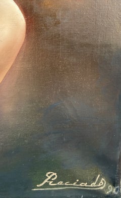 Indische Frau mit Wasserkrug, spanisches surrealistisch-hyperrealistisches Ölgemälde