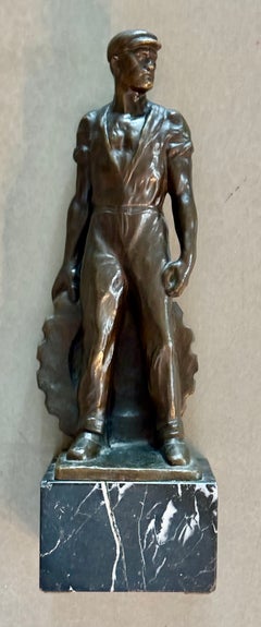« Ouvrier industriel » – Réalisme gay masculin moderne du milieu du XXe siècle – Bronze européen