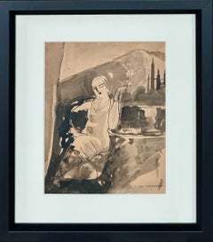 "Madame" Mid-20th Century Modern American Scene 1920s Portrait Ogonquit Museum