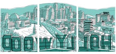 Hollywood Sign, Triptych Limited Edition Print on Entrada Rag Paper, 90x44