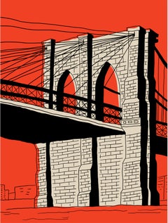 Brooklyn Bridge Limited Edition Print on Entrada Rag Paper, Contemporary, 30x44