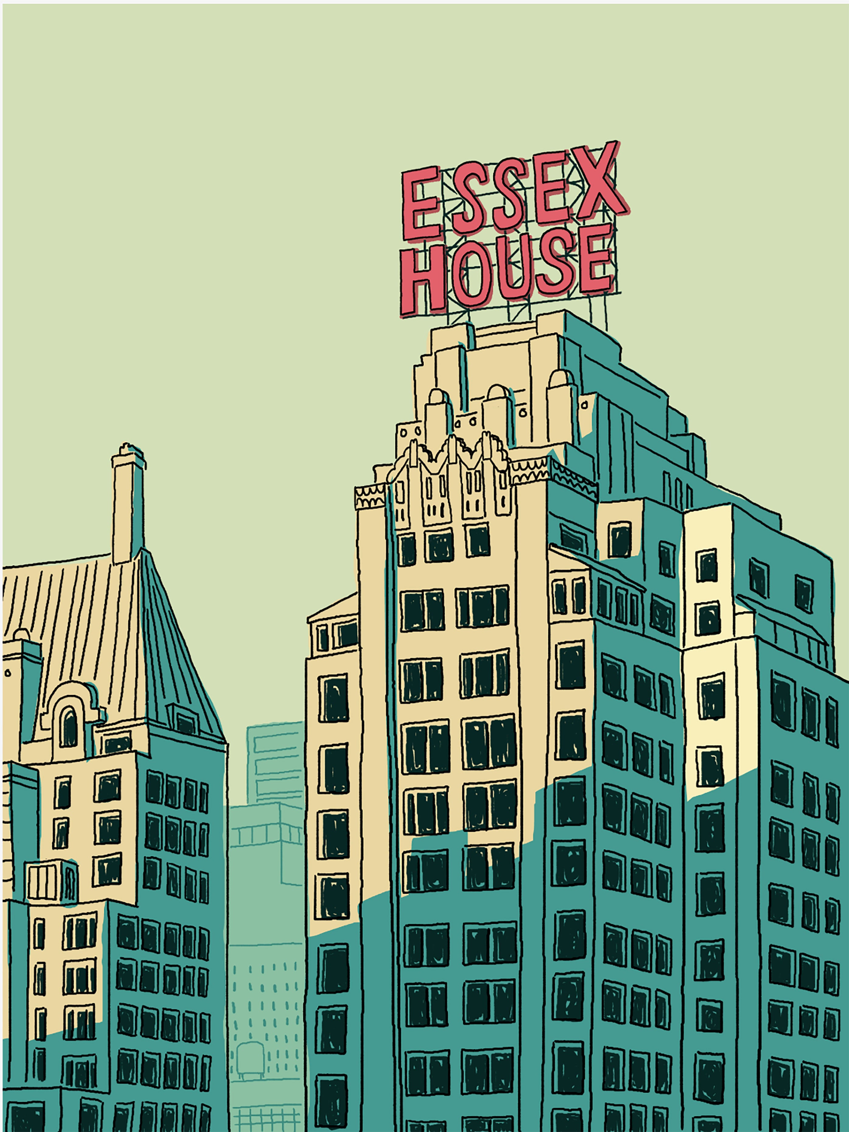 Essex House Limited Edition Print on Entrada Rag Paper, Contemporary, 30x44
