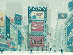 Stampa in edizione limitata “Times Square” su carta Entrada Rag, stile contemporaneo, 30x44