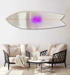 Love #4 - Neon on Epoxy Resin Surfboard