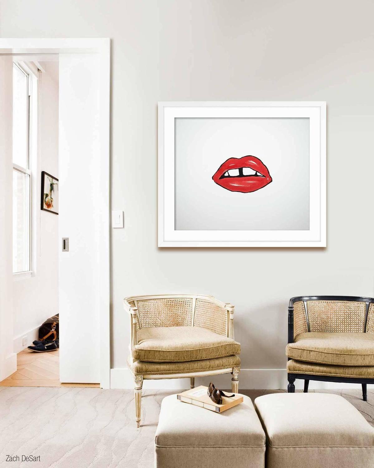 Georgia Mays Lippen (Grau), Figurative Print, von Jennifer Ament