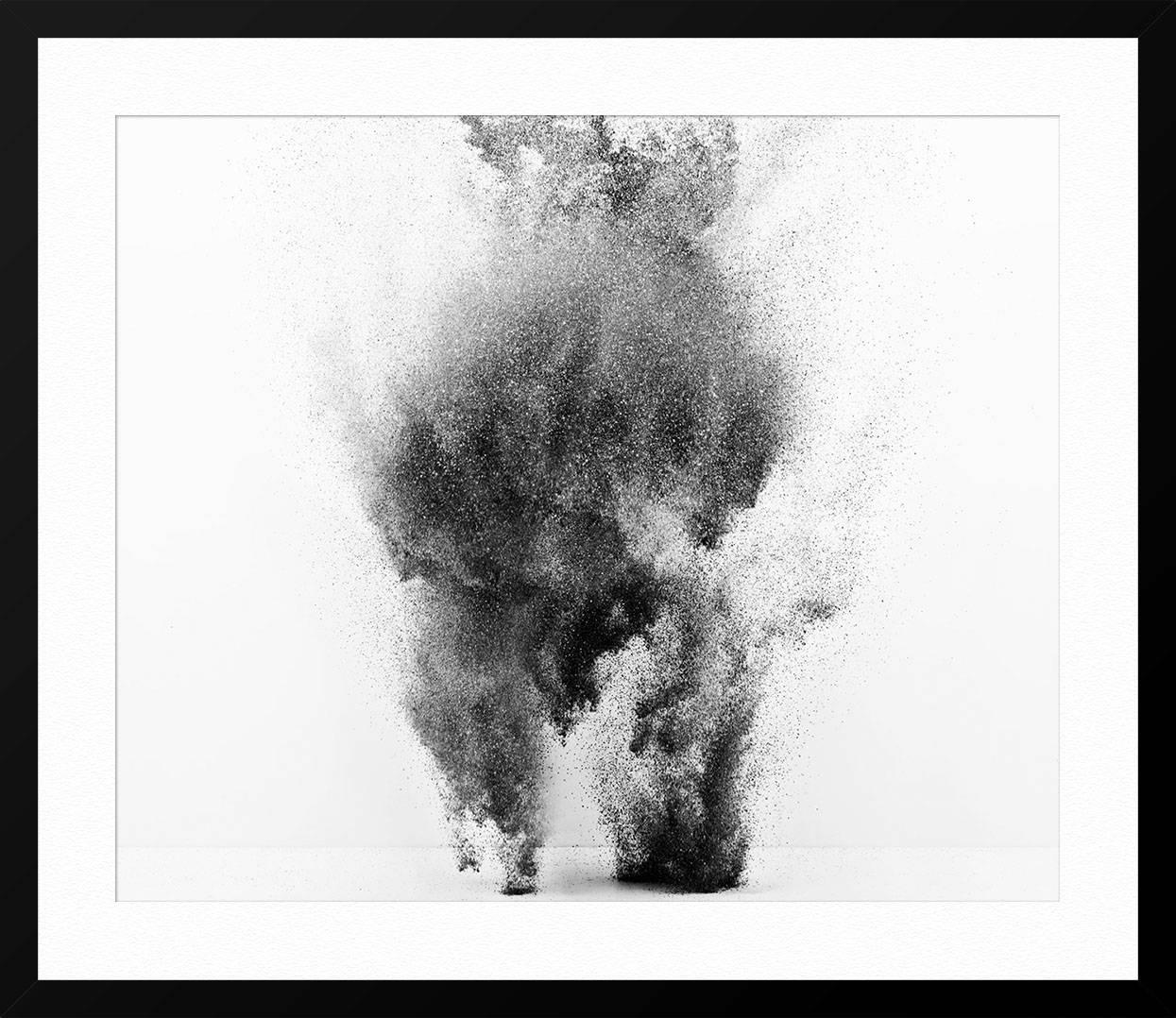 Exploding Powder Movement: Black and White - Gray Abstract Photograph by Yee Wong