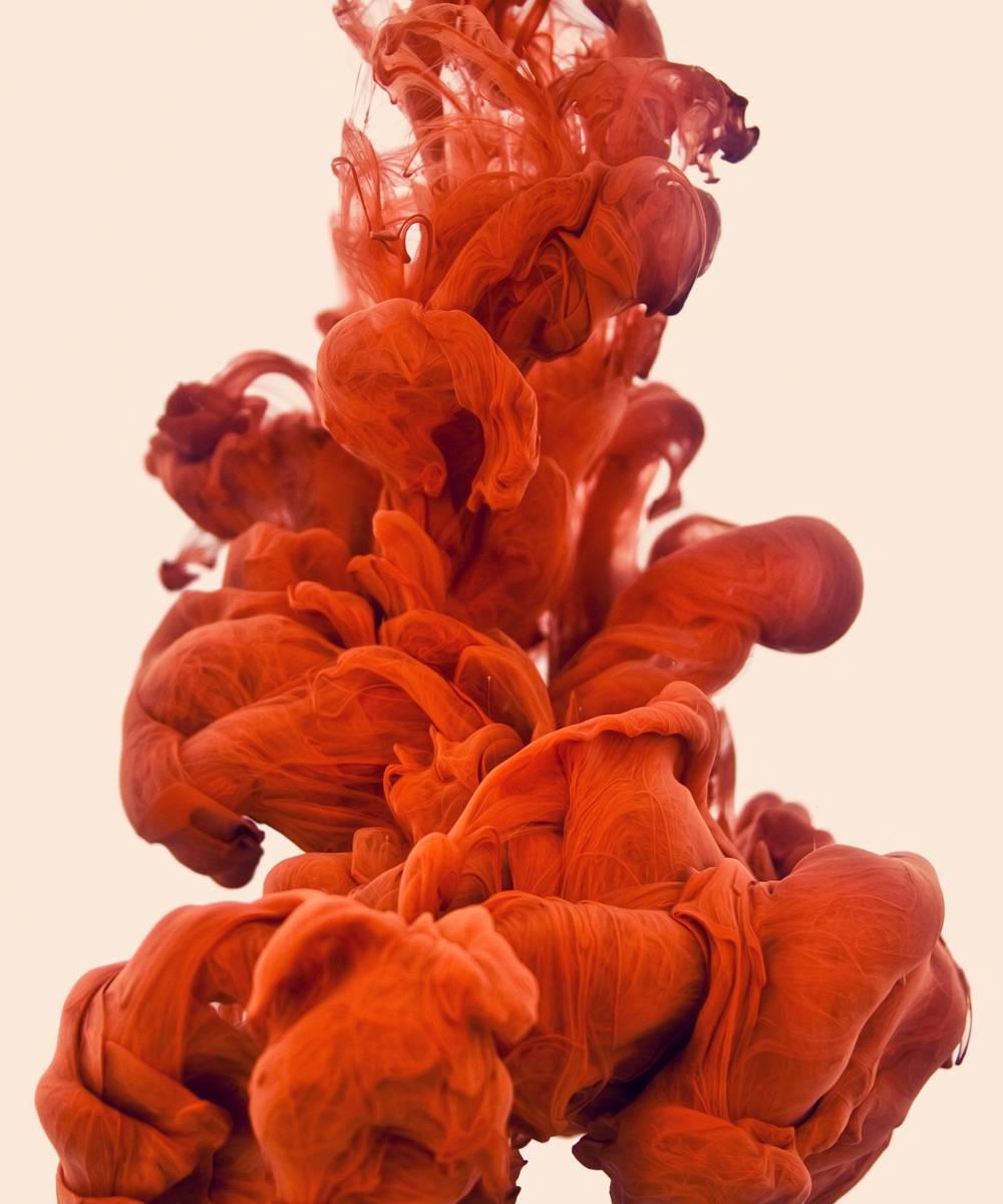 Alberto Seveso Abstract Print - Splash Tangerine