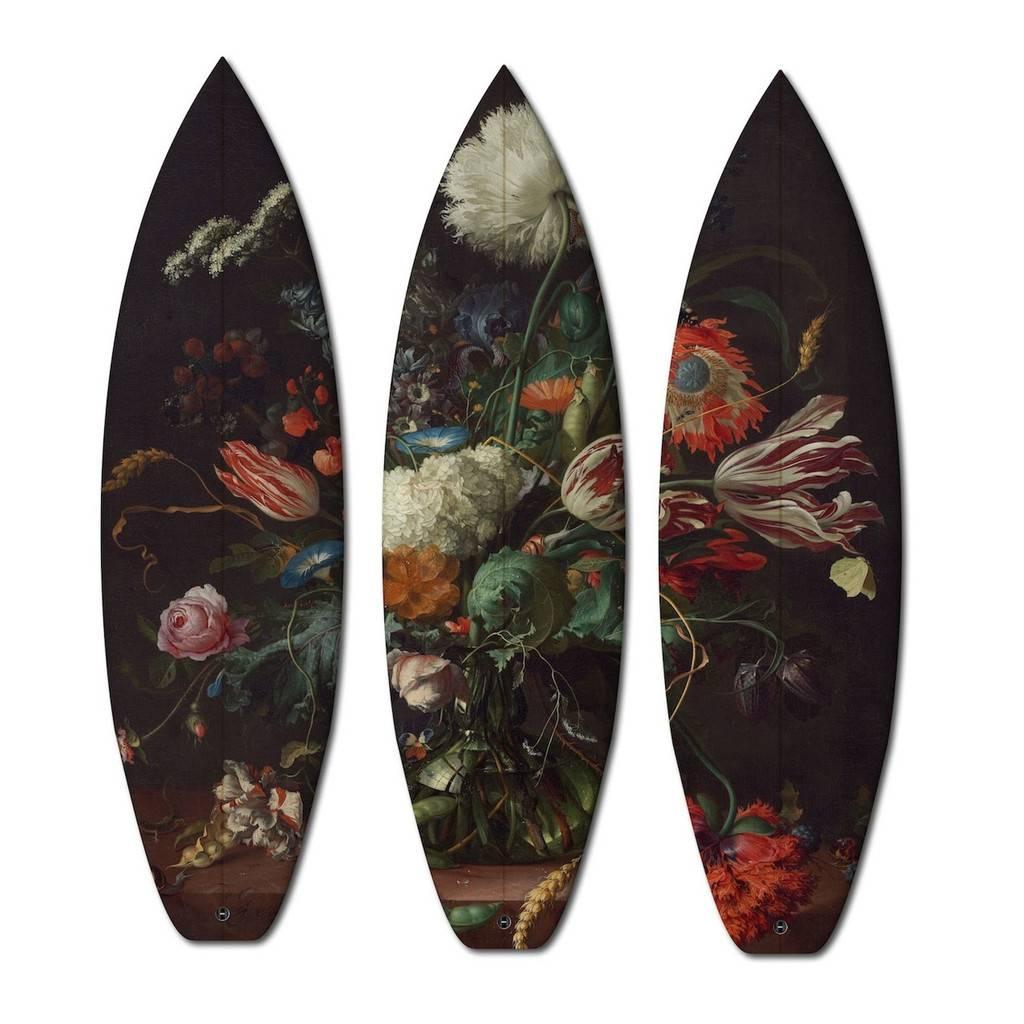 FLOWERS TRIPTYCH / 3 SURFBOARDS - Art by Unknown