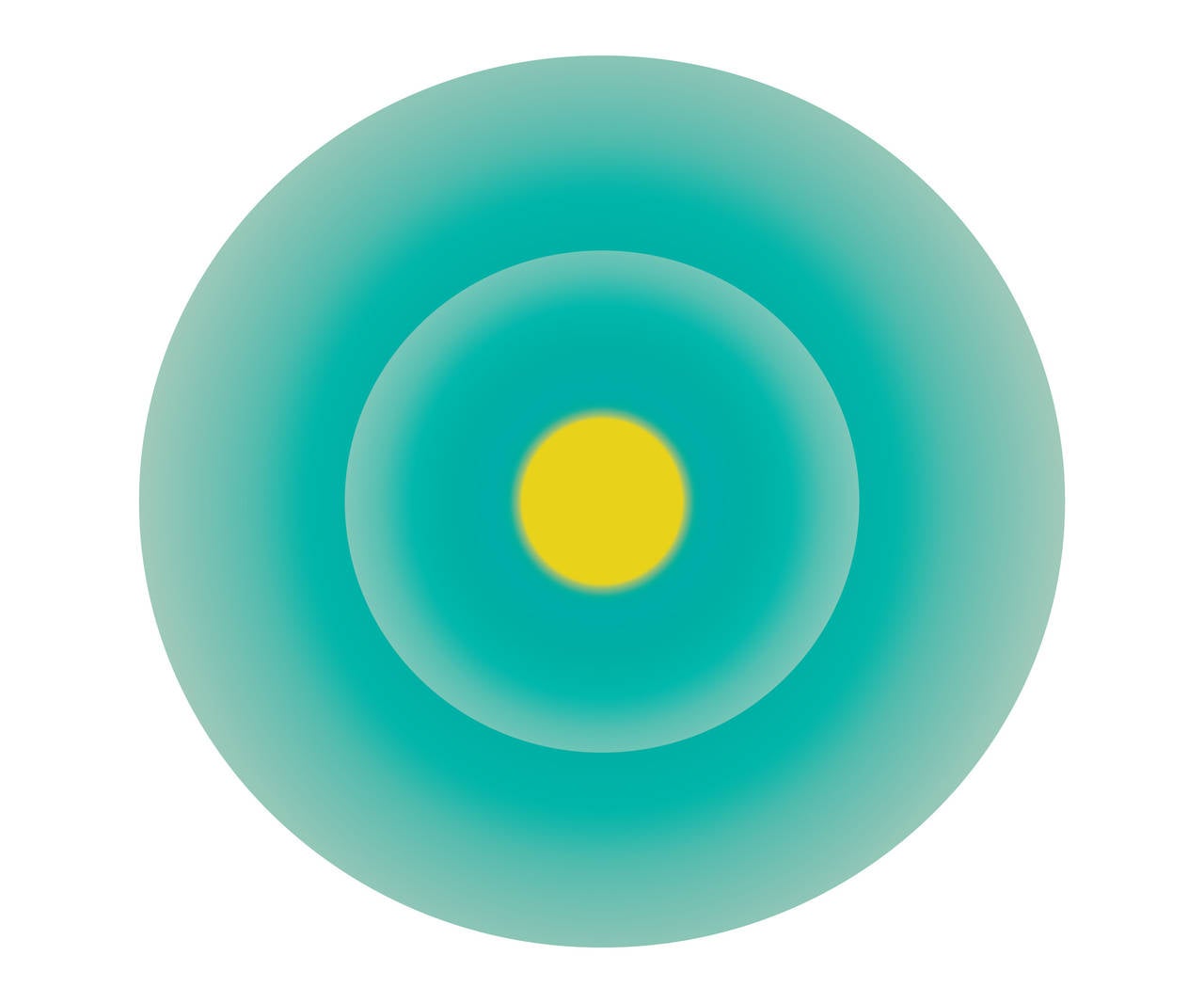 Turquoise Green Circle with Yellow Center - Print by Ruth Adler