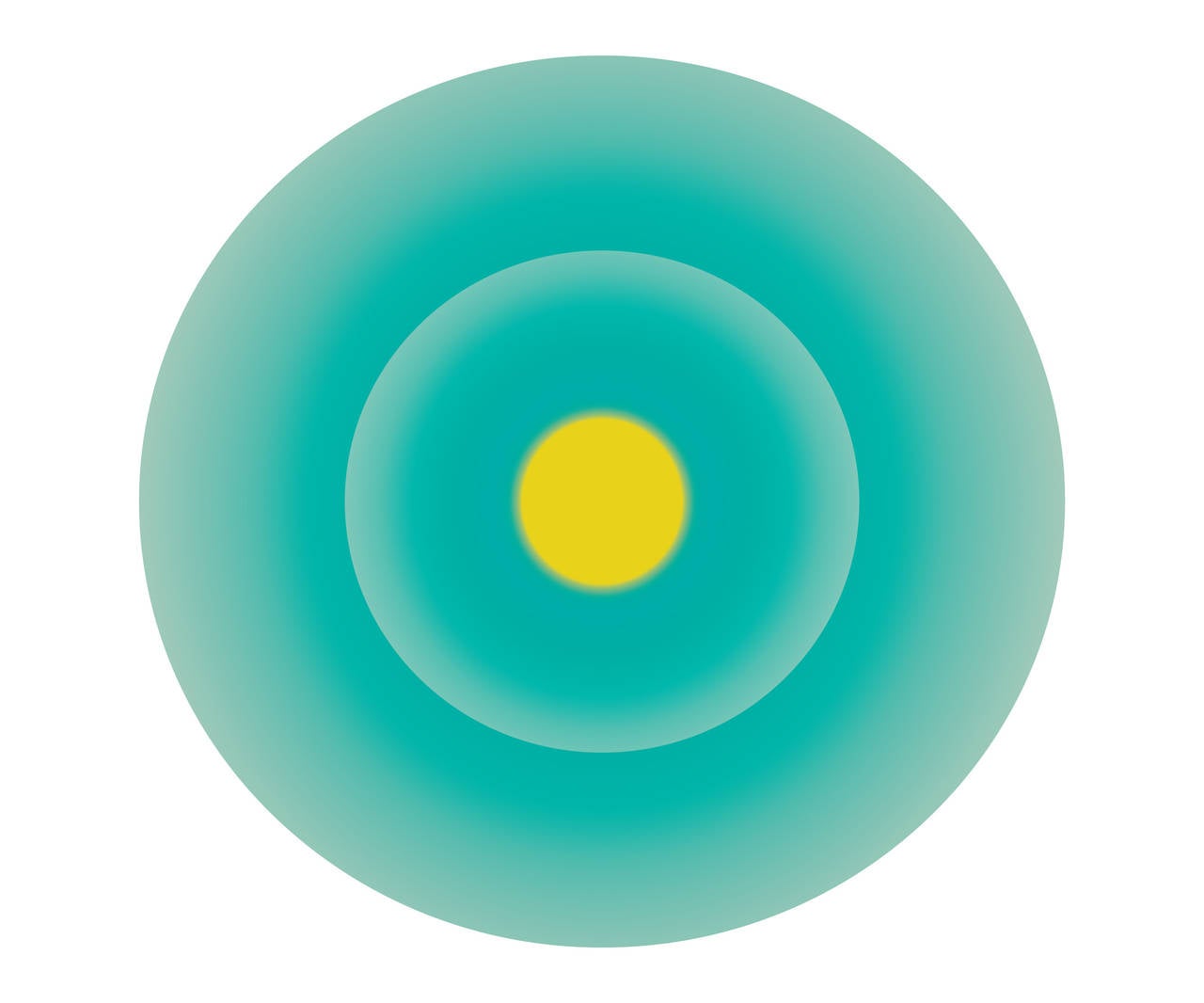 Turquoise Green Circle with Yellow Center - Print by Ruth Adler