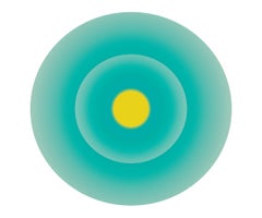 Turquoise Green Circle with Yellow Center