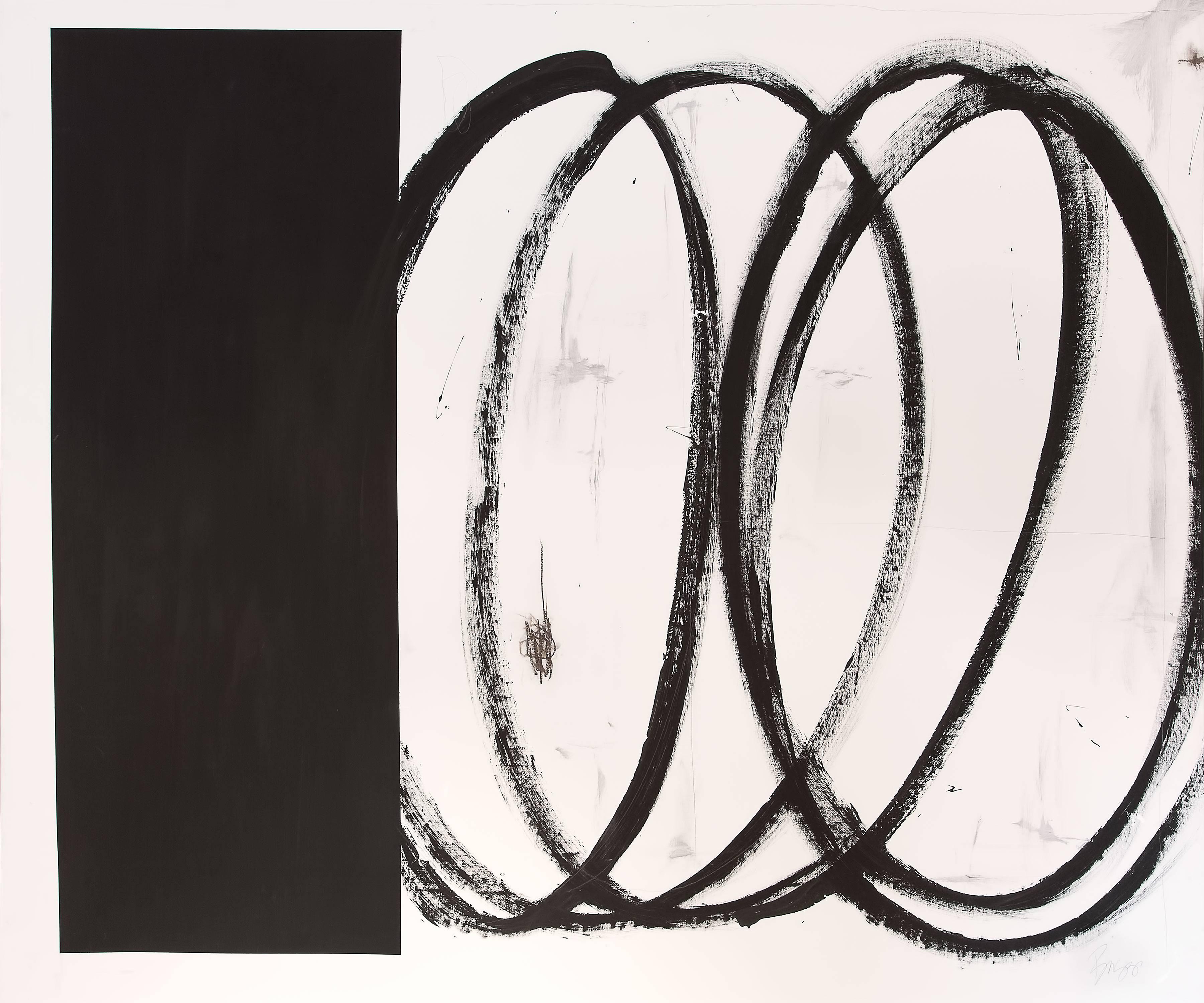 Briggs Solomon Abstract Print - Black Square With Swirls