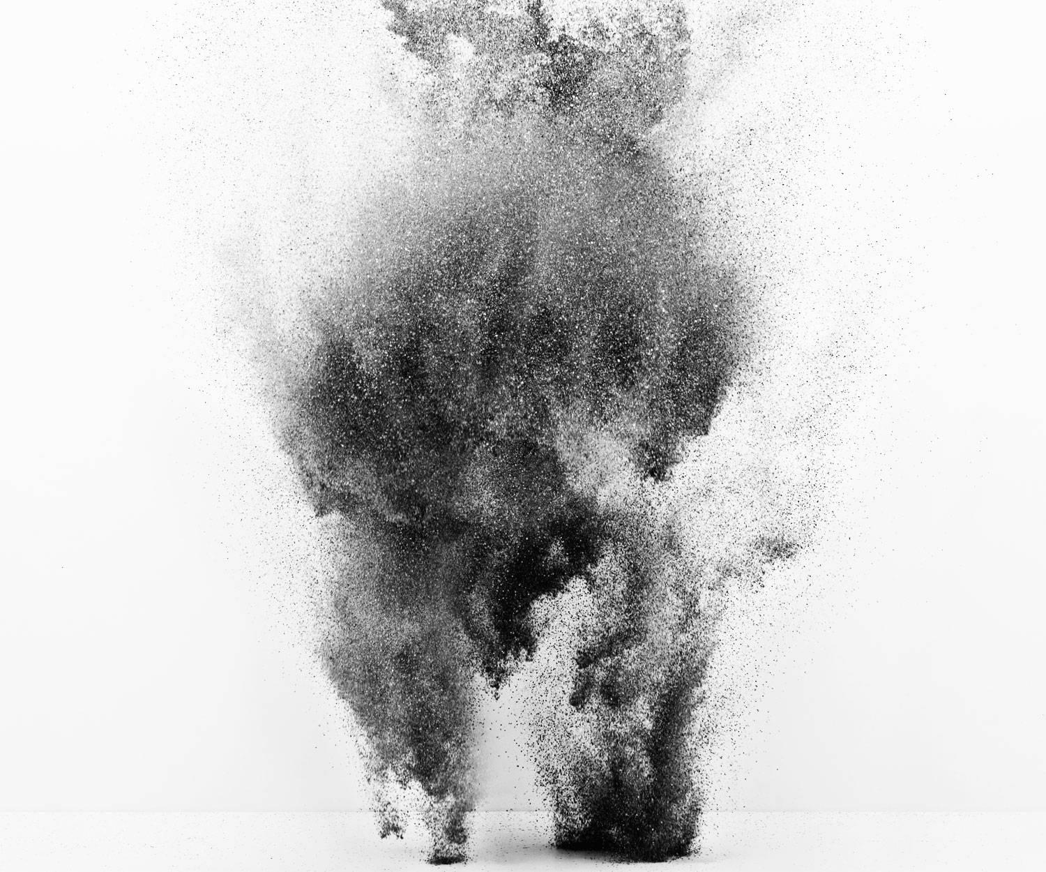 Yee Wong Abstract Photograph - Exploding Powder Movement: Black and White