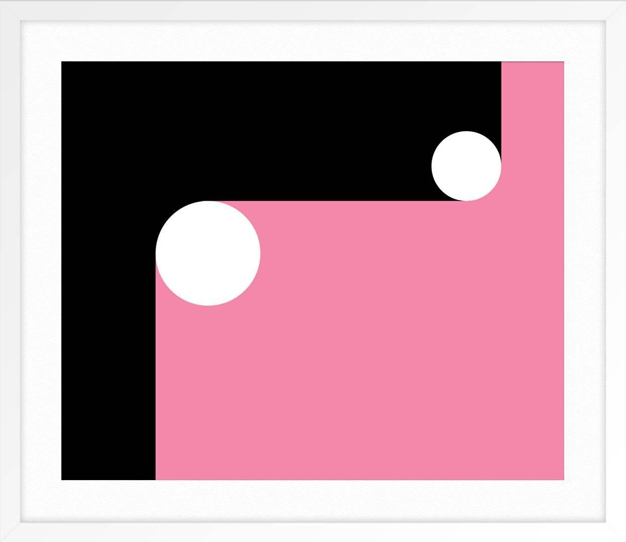 Pink Curves & Circles - Black Abstract Print by Gary Andrew Clarke
