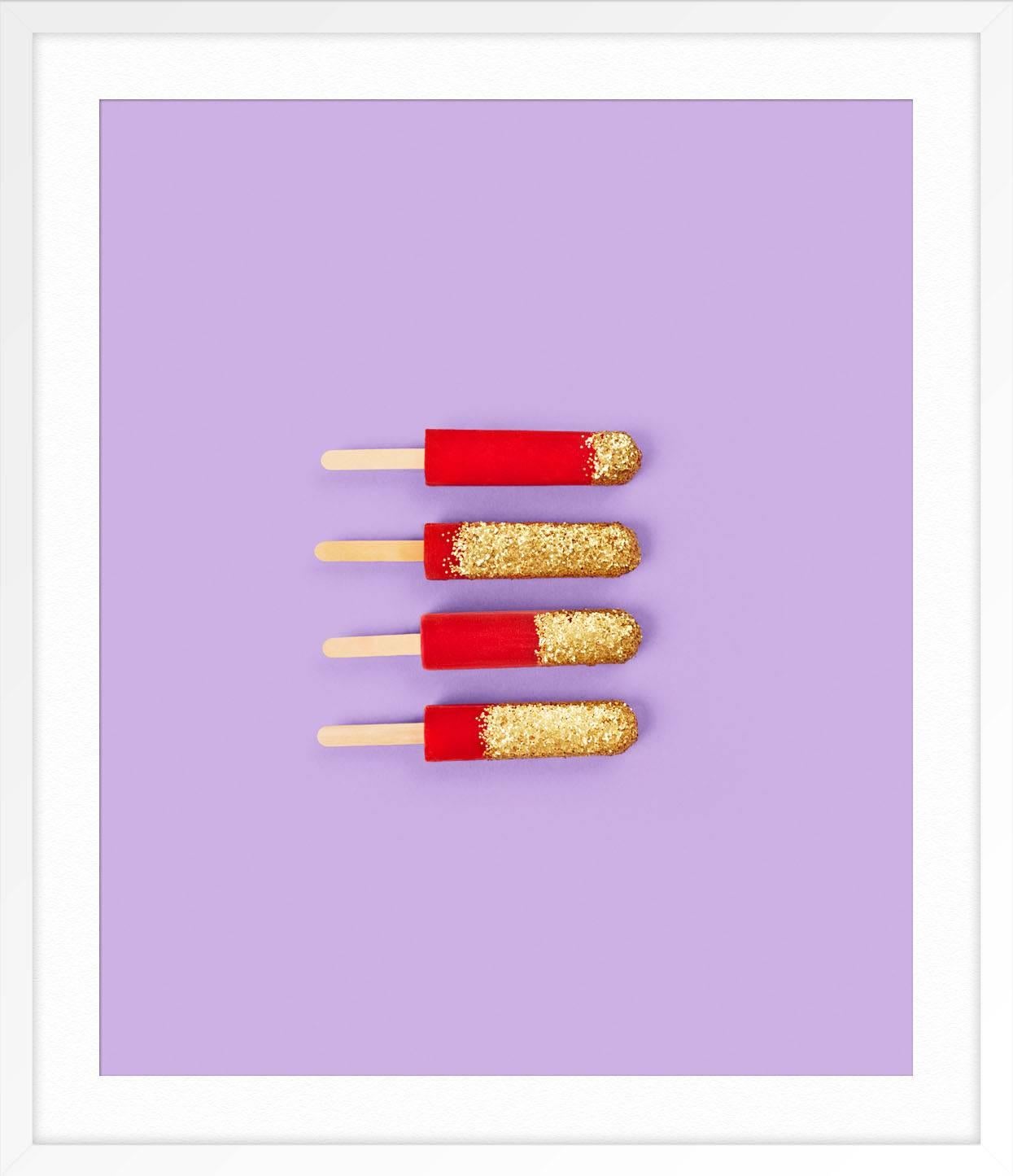 Glitter Popsicles 1 - Purple Still-Life Print by Kimberly Genevieve