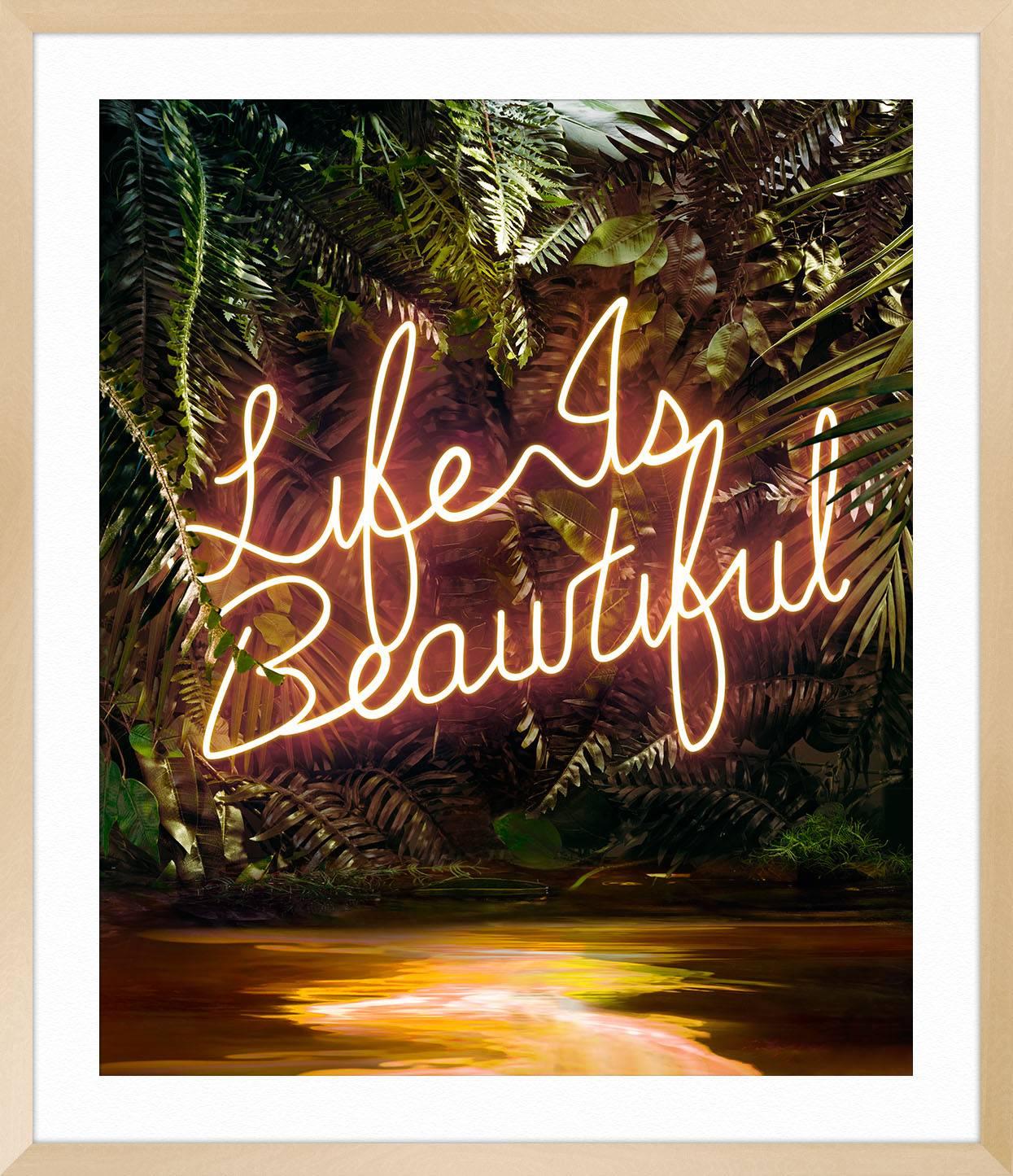 Disco in the Jungle: Life is Beautiful - Black Abstract Print by Yee Wong