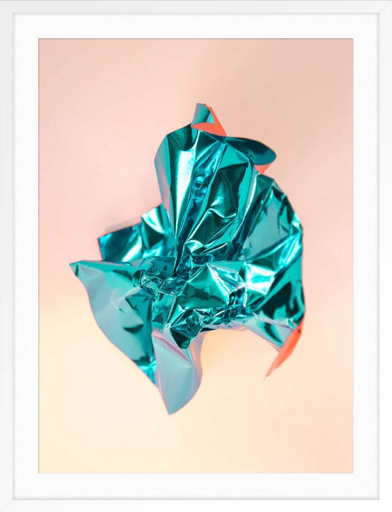 ABOUT THIS PIECE: Freeforms : Exploring form and color combinations in a series of freestanding paper foil sculptures. Using natural light I arranged foiled shapes in different positions and folds to play with the light in the most colorful way they