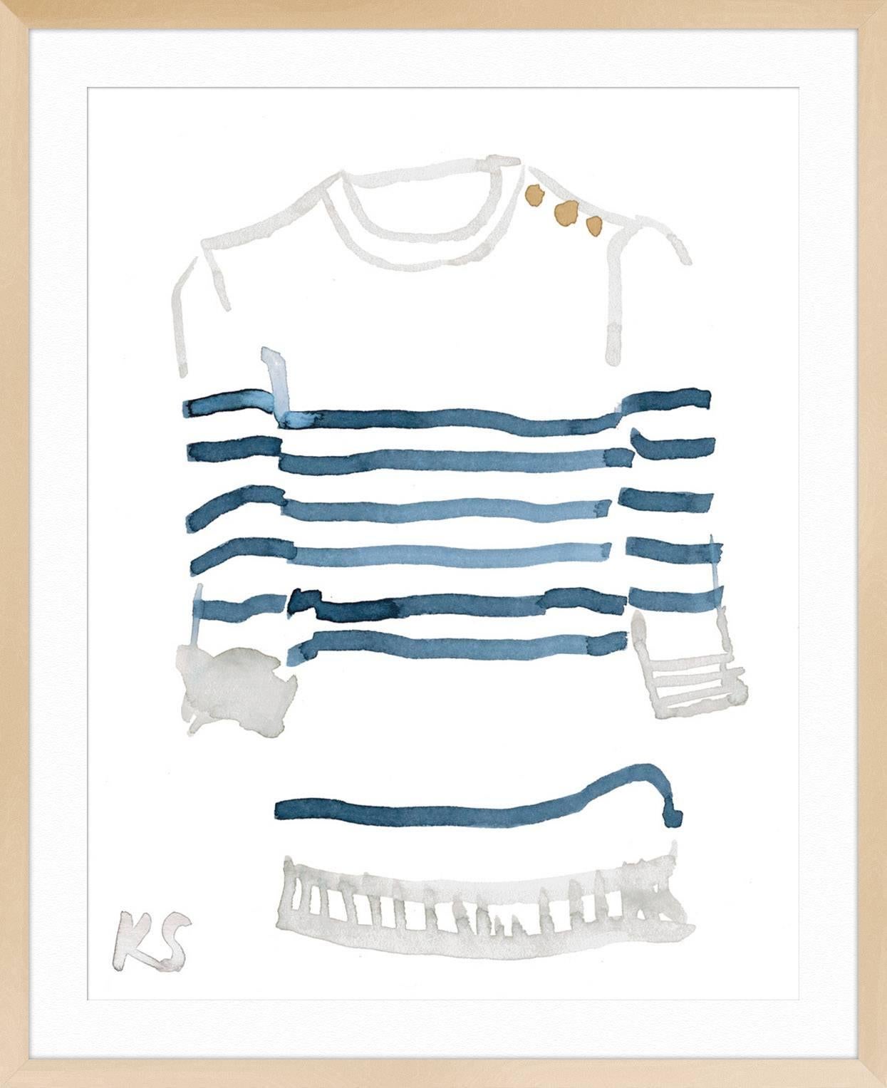 Classic Style Breton Striped Shirt - Gray Still-Life Print by Kate Schelter