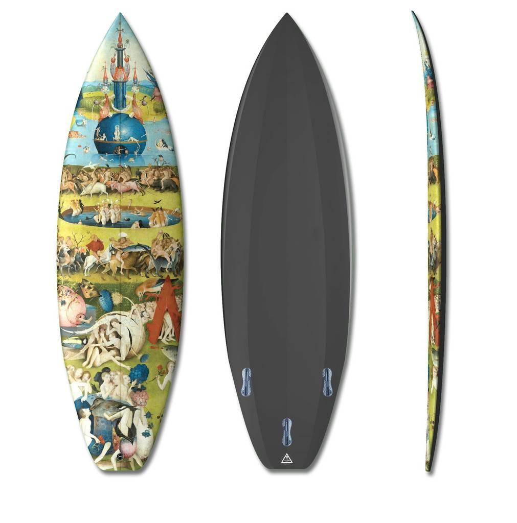 Limited edition Triptych Surfboards by H BOSCH The Garden of Earthly Delights 1510 
Triptych 3 Surfboards
Handmade in France
Limited edition of 10 
Each board is individually numbered
 6'1 L x 19