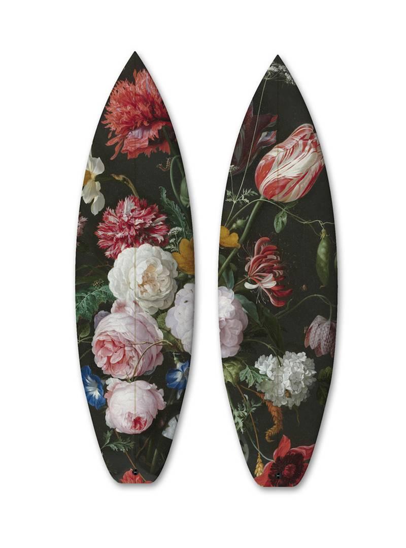 FLOWERS DIPTYCH / 2 SURFBOARDS - Art by Unknown