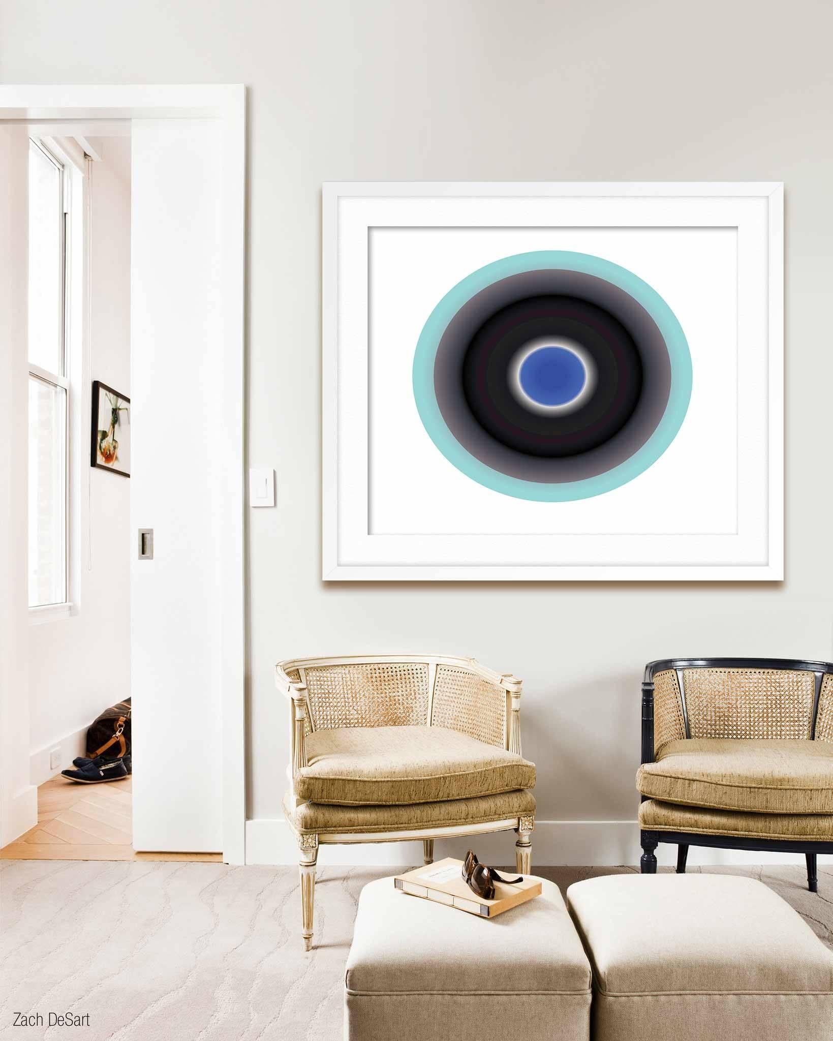 Black and Turquoise Circle - Print by Ruth Adler