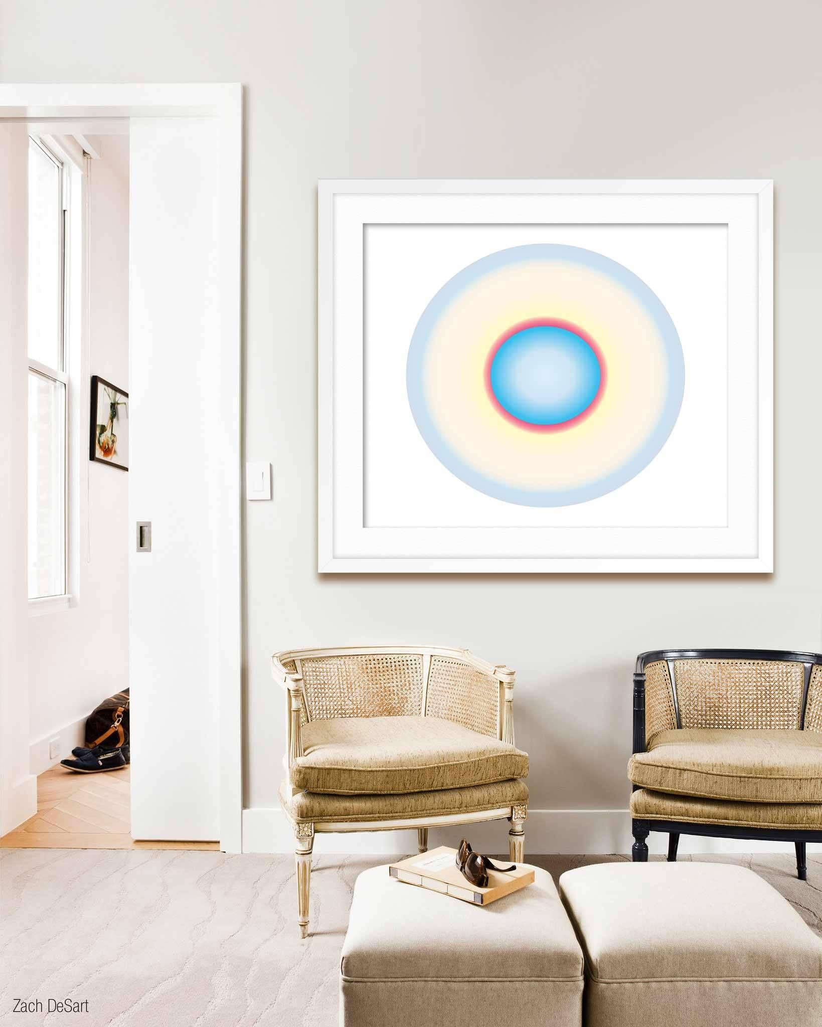 Blue to Light Blue Circle - Gray Abstract Print by Ruth Adler