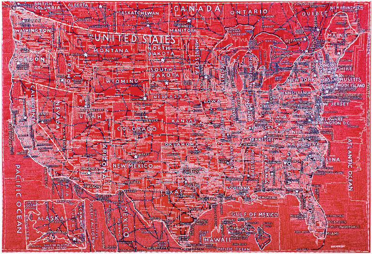 The United States (Red). - Print by Paula Scher
