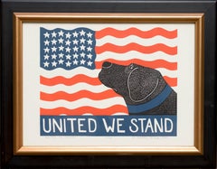"United We Stand" Edition 32/250 USA American Flag Black Labrador Retriever Dog