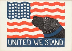 "United We Stand" Edition 32/250 USA American Flag Black Labrador Retriever Dog