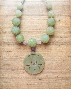Carved Jadeite Beaded Necklace