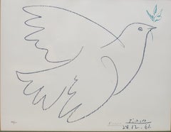 "Dove of Peace" Signed Color Lithograph of Bird Midcentury Modern Classic Cubism