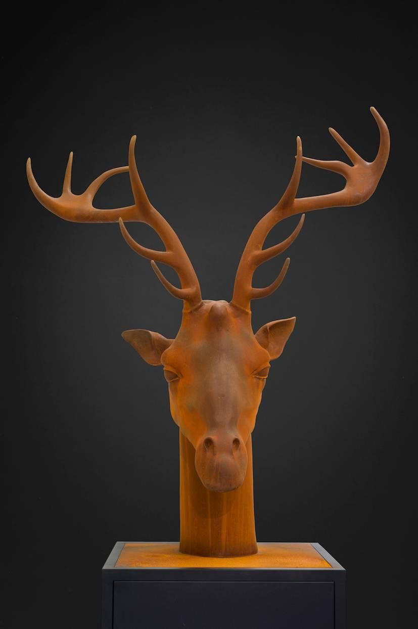 Mauro Corda Figurative Sculpture - Giraffe-Deer Head