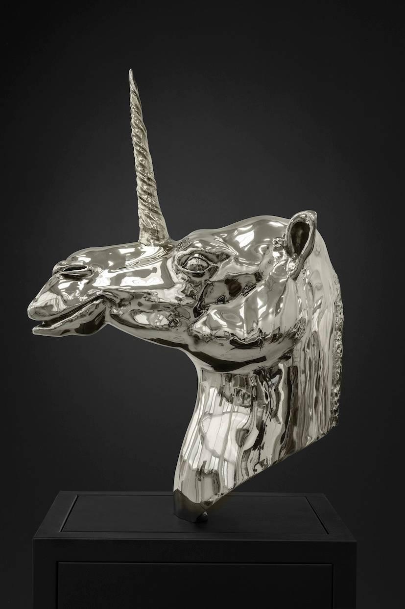 Mauro Corda Figurative Sculpture - Camel-Unicorn Head